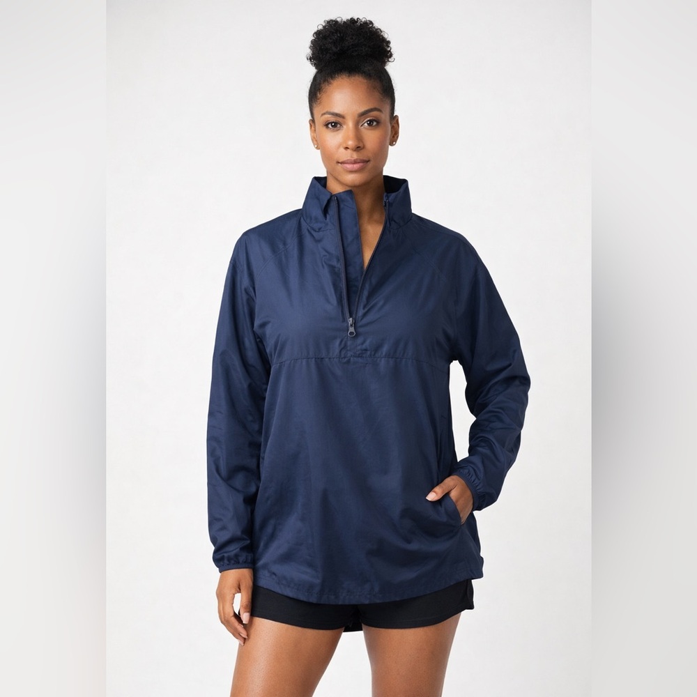 Ultra Club Navy Quarter Zip Windbreaker Pullover Jacket Athleisure Coastal